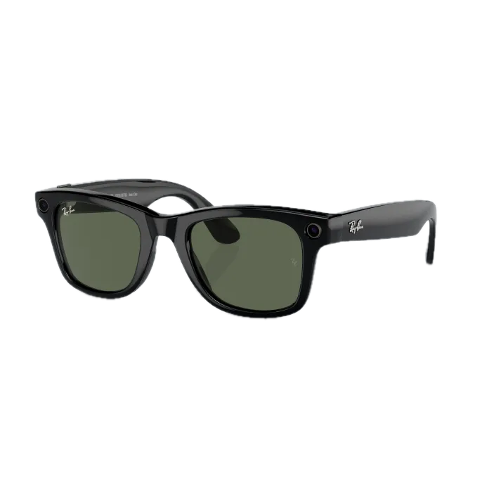 Умные очки RayBan Wayfarer L (2-е поколение), глянцевая черная оправа/линзы зеленые